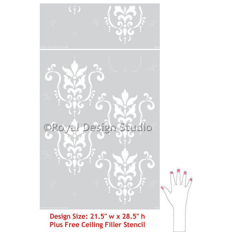 Serenity Damask Wall Stencil - Reusable DIY Painting Template for Home Decor, Bedroom, Living Room & Nursery | Perfect for Wall Art, Accent Walls & Furniture Makeovers
