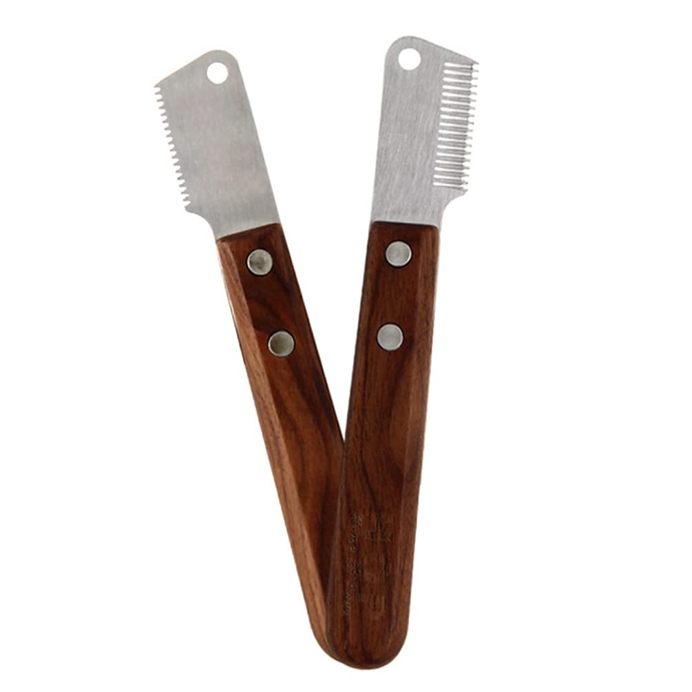 Balacoo 2-Pack Pet Undercoat Rake - Dual Sided Dematting Brush for Dogs & Cats - Deshedding Comb & Stripper Tool with Ergonomic Wooden Handle - Remove Mats & Tangles Easily - Perfect for Grooming Long-Haired Pets at Home or Professional Use