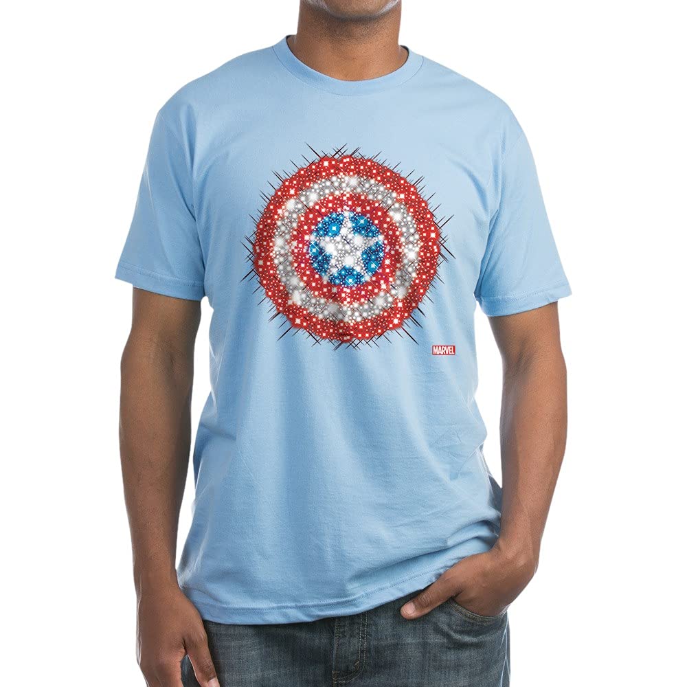 Captain America Shield Bling Fitted T-Shirt for Men | Marvel Superhero Graphic Tee | Casual Wear & Cosplay Costume