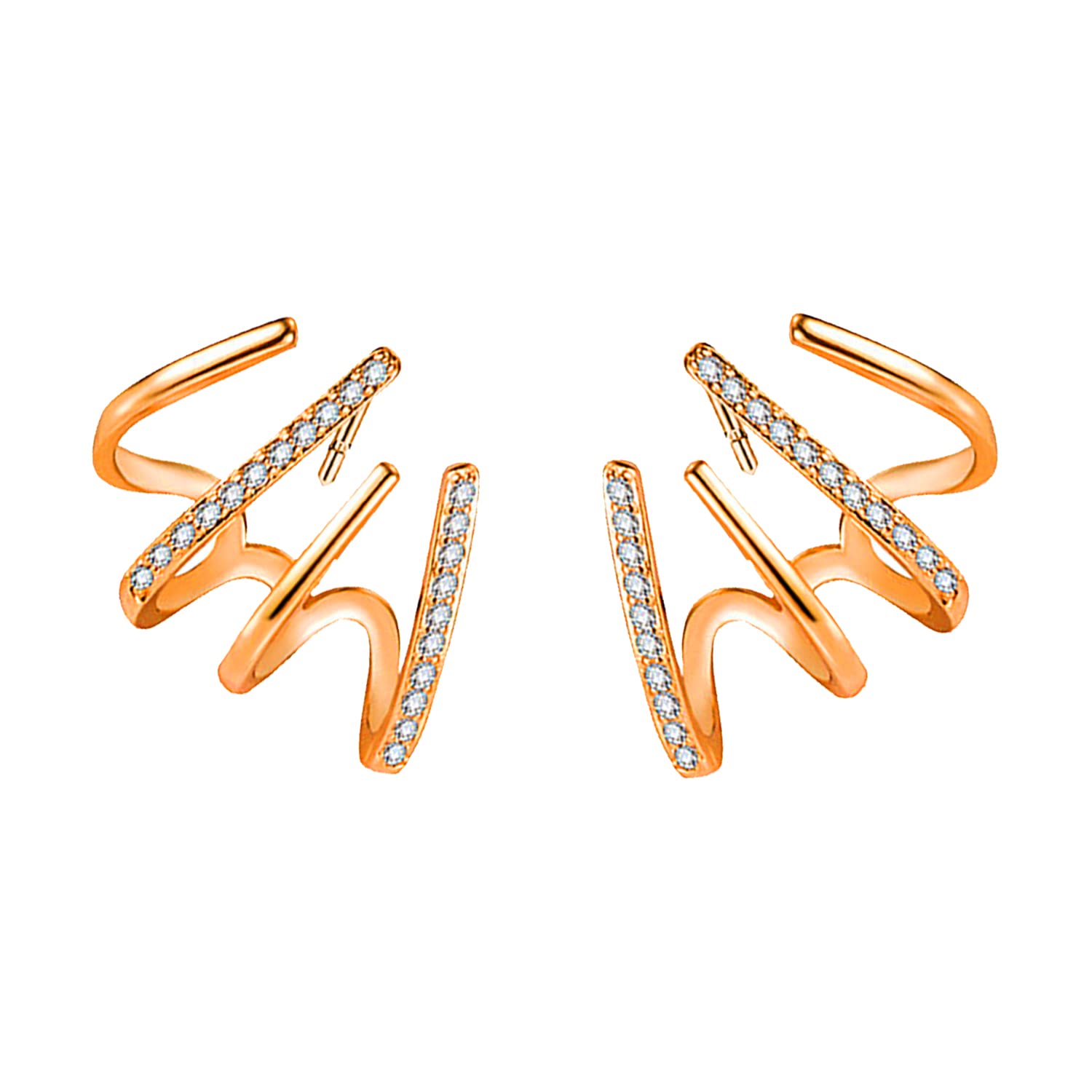 Trendy Zircon Claw Cuff Earrings for Women - Minimalist Wrap Stud Ear Cuffs, Dainty Ear Wrap Piercing Jewelry - Perfect for Parties, Weddings & Everyday Wear