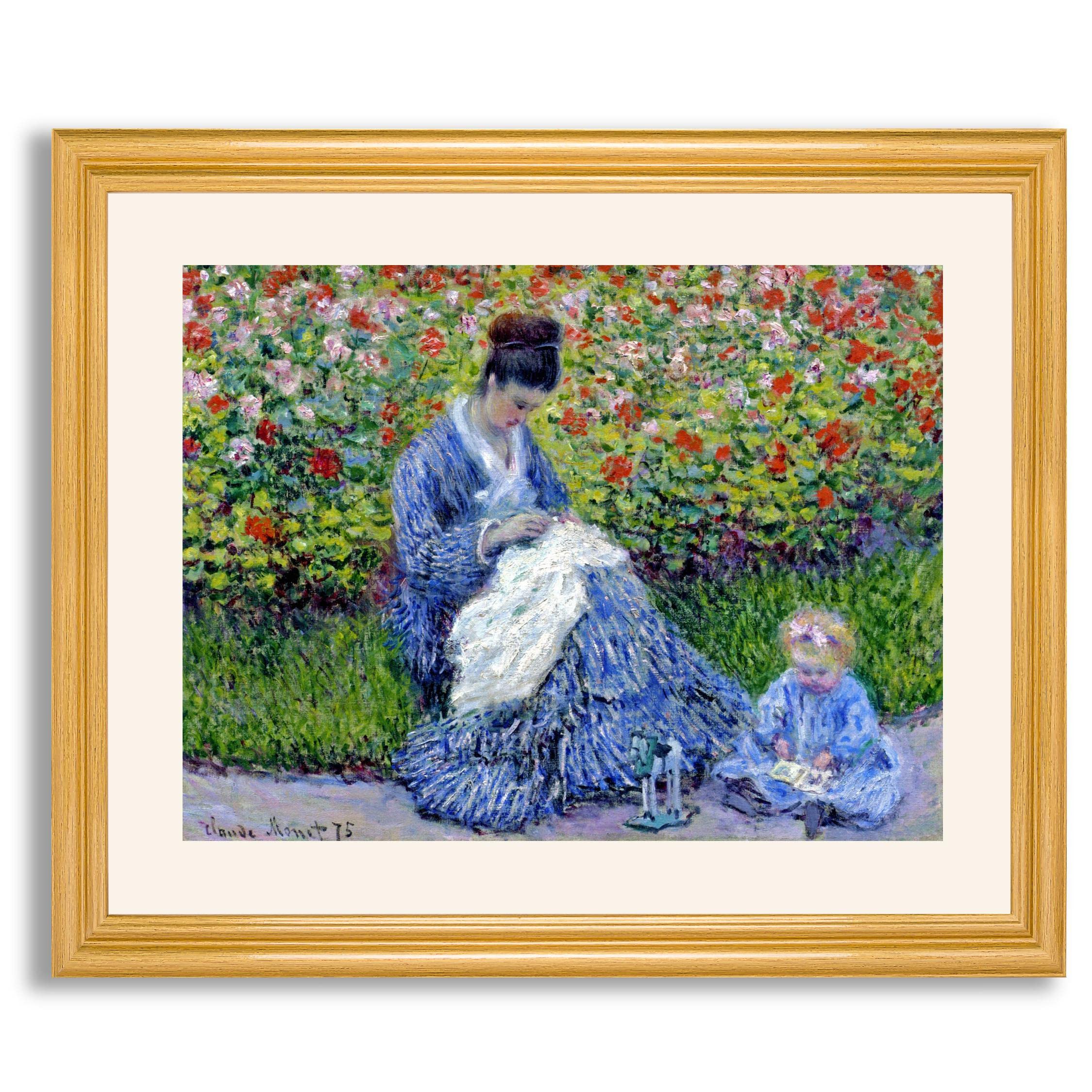Claude Monet Madame Monet & Child Framed Art Print - High Quality Reproduction Painting Poster in Wood Frame | Wall Decor for Home, Office, Bedroom & Living Room | Perfect Gift for Art Lovers & Interior Design
