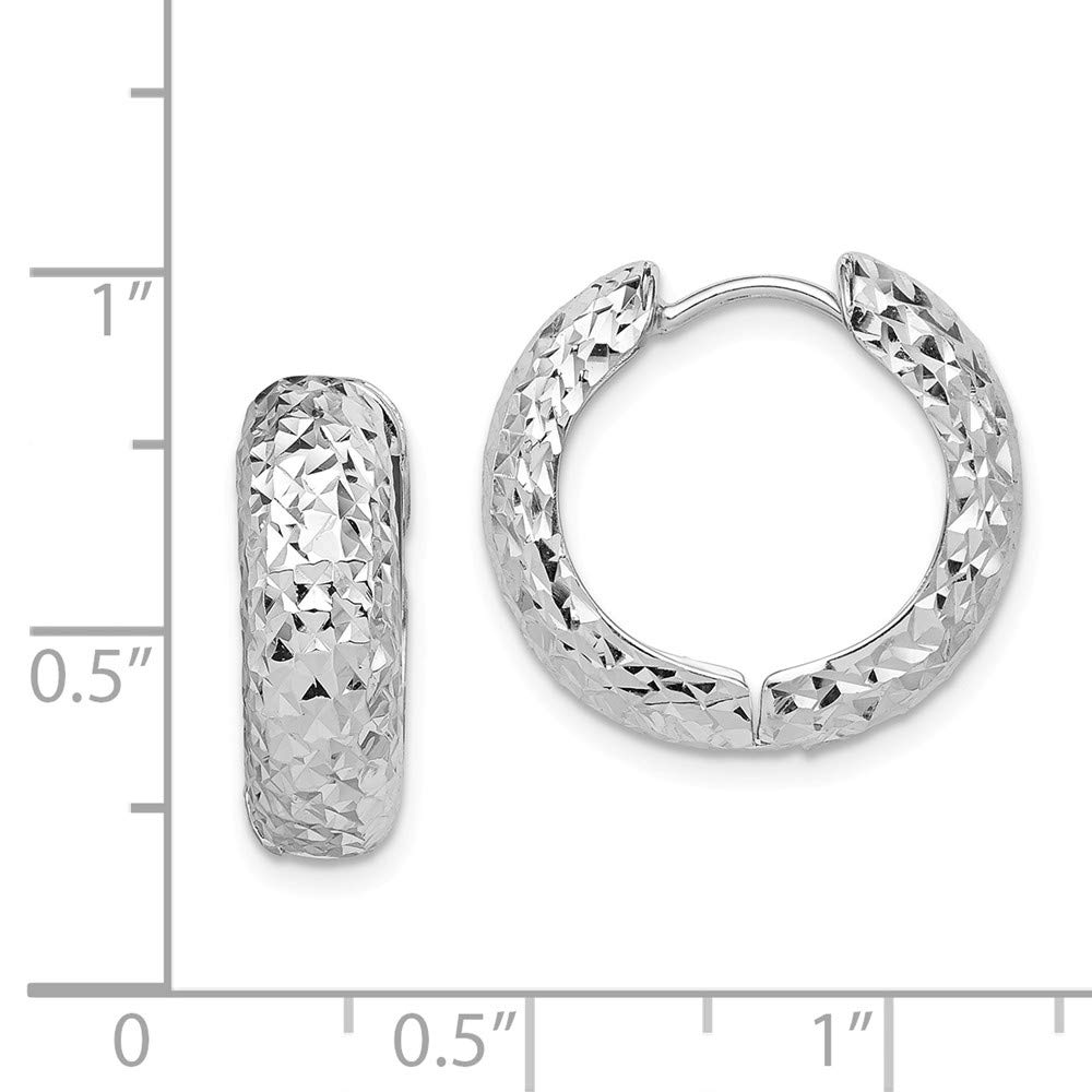 925 Sterling Silver Diamond Cut Hoop Huggie Earrings - 17mm x 19mm Small Polished Hoops for Women - Perfect for Everyday Wear, Date Night & Gifts