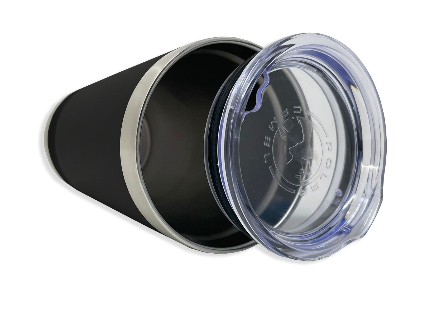 LaserGram 16oz Vacuum Insulated Stainless Steel Tumbler with Lid - Personalized Engraved Great White Shark Design - Keeps Drinks Hot/Cold for Hours - Perfect for Coffee, Tea, Beer & Outdoor Activities (Black)