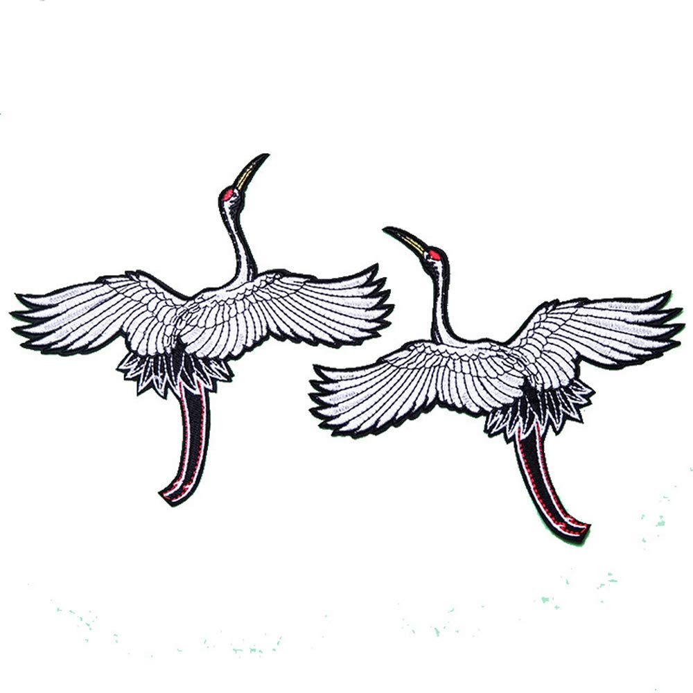 3 Pairs Embroidered Japanese Crane Iron-On Patches for Clothes - DIY Sewing Appliques for Jackets, Jeans & Bags - Perfect for Costumes, Denim Repair & Fashion Upcycling