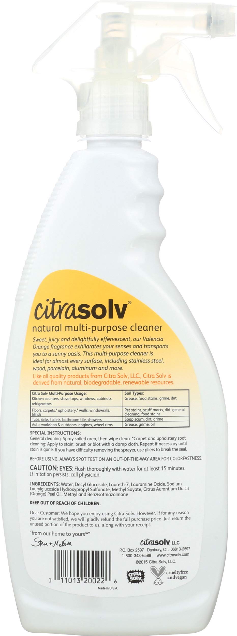 Citra Solv All-Purpose Cleaner - 22 Fl Oz (650ml) - Natural Citrus Degreaser for Kitchen, Bathroom & Stain Removal