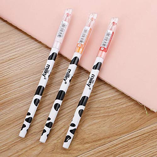 12 Pack Colorful Cute Diamond Gel Pens - Milky Cow Design Kawaii Stationery Set for School, Office & Journaling (Candy Colors) - Perfect for Note Taking, Gift Giving & Creative Writing
