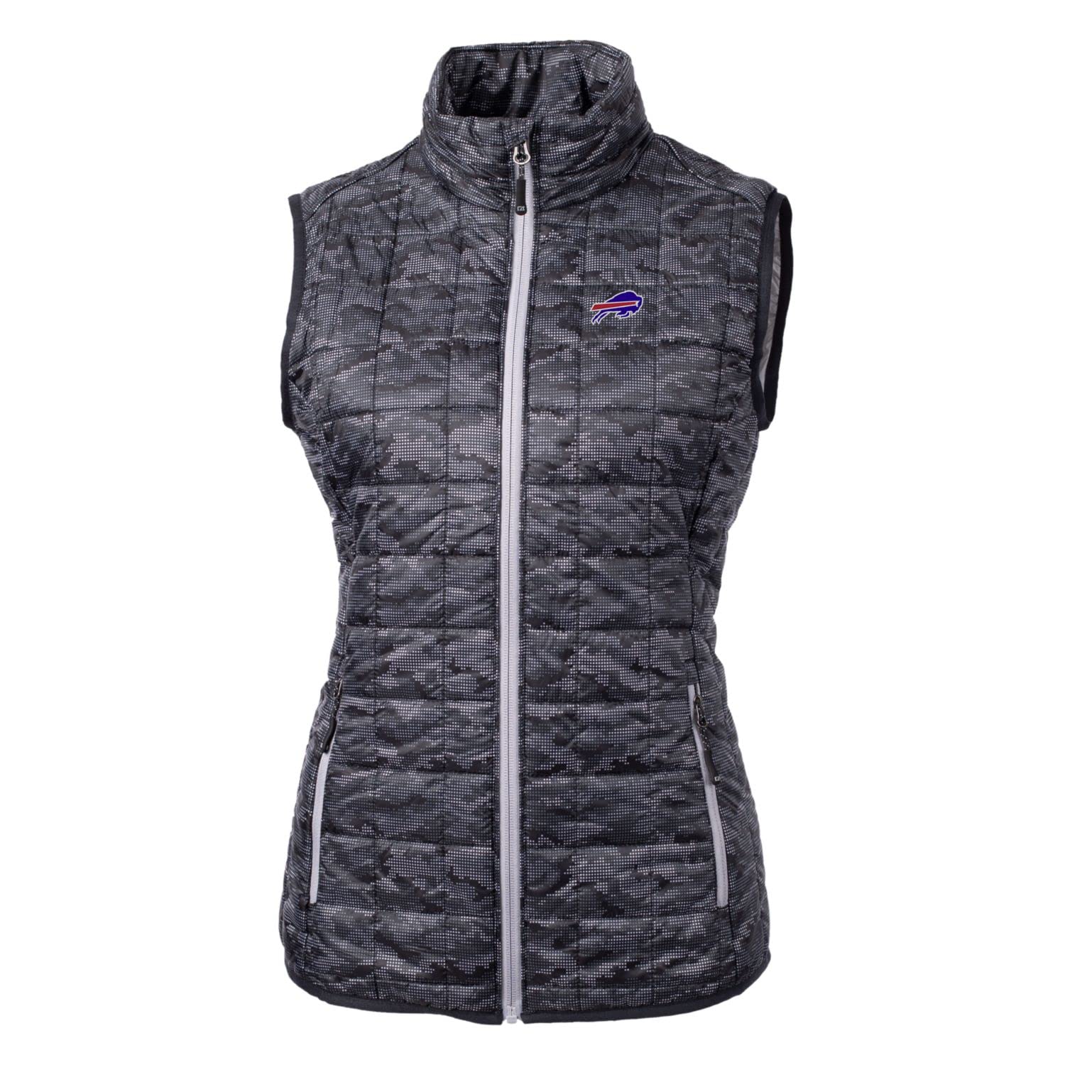 Cutter & Buck Women's NFL Rainier Printed Full-Zip Puffer Vest - Lightweight Warm Waterproof Jacket for Football Fans - Perfect for Game Day, Outdoor Sports & Winter Activities