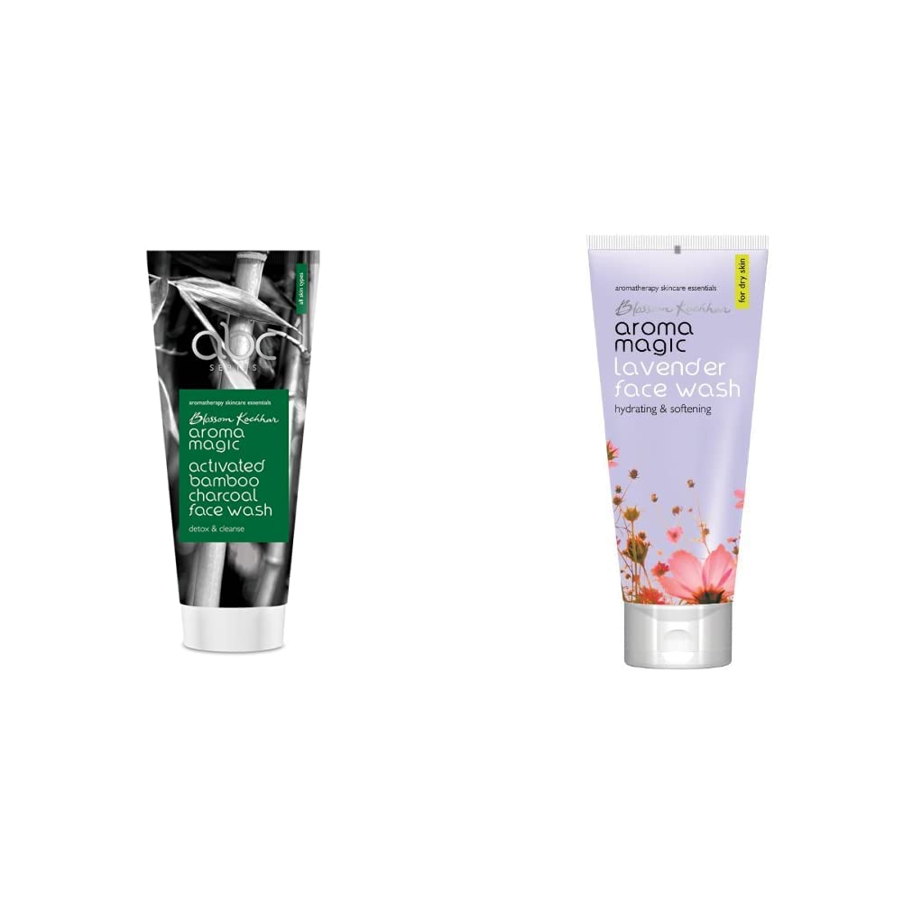 Aroma Magic Charcoal Face Wash & Lavender Face Wash - 100ml Each | Deep Cleansing & Soothing for Oily & Sensitive Skin | Daily Skincare Routine