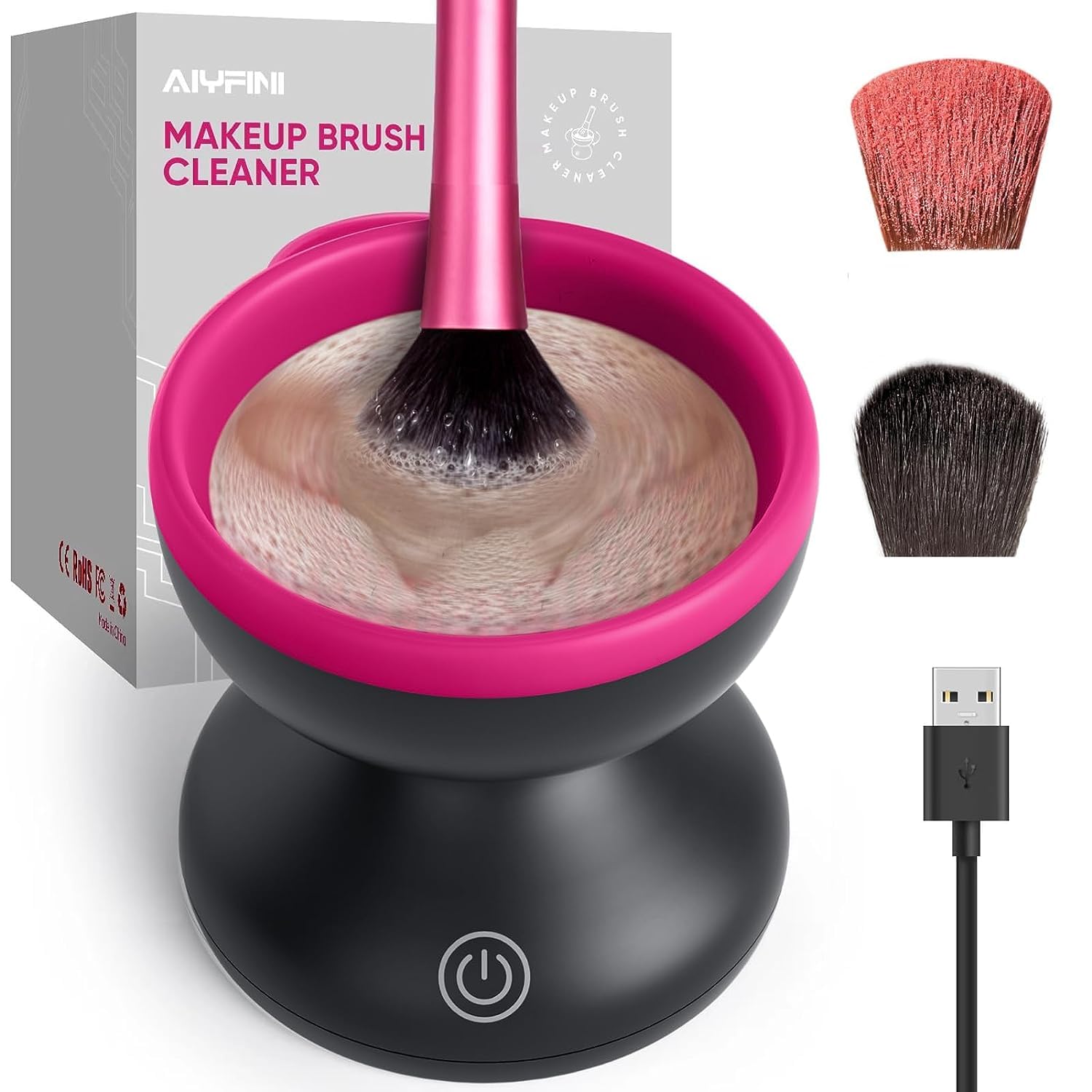 Alyfini Electric Makeup Brush Cleaner - Fast Cleaning for Brushes & Sponges | Portable Beauty Tool for Home & Travel