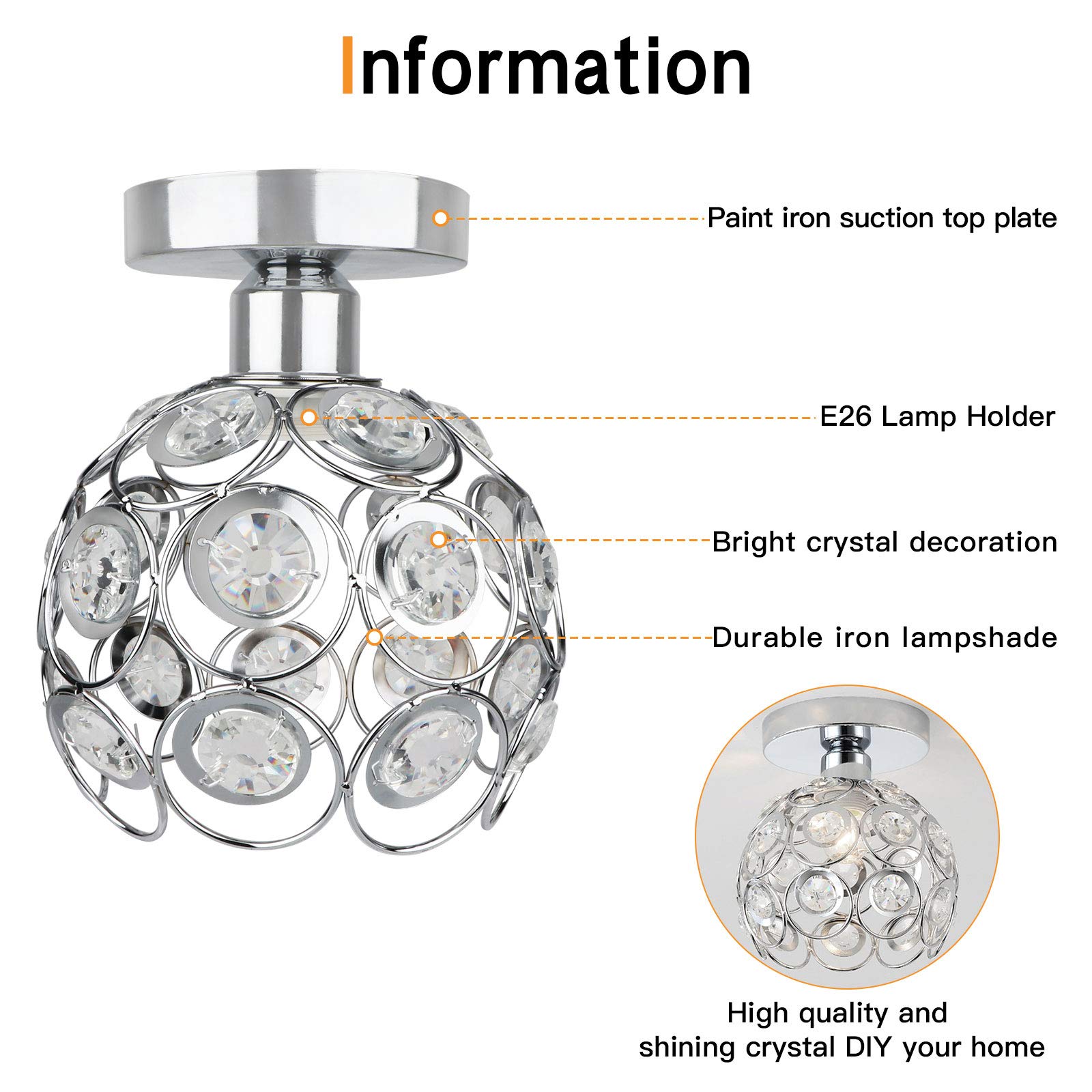 Elegant Silver Mini Chandelier Light Fixture - Handmade Crystal Ceiling Lamp with Semi Flush Mount for Hallway, Foyer & Entryway | Perfect for Indoor Lighting in Closets, Bedrooms & Dining Areas
