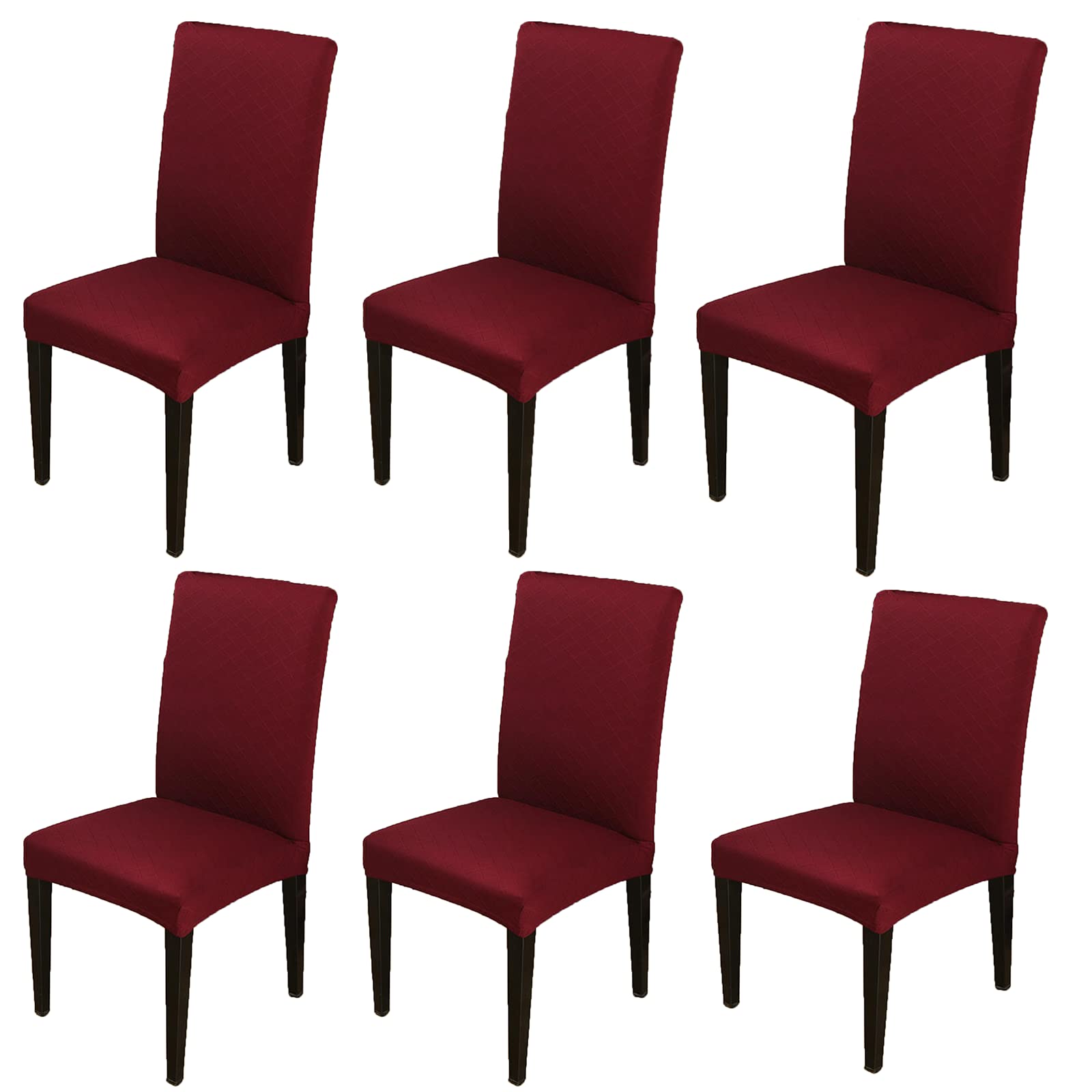Super Fit Stretch Washable Dining Chair Slipcover - Removable Seat Protector for Home, Hotel, Banquet & Wedding (Wine Red, Set of 6) | Perfect for Formal Dinners, Restaurant Events & Ceremonies