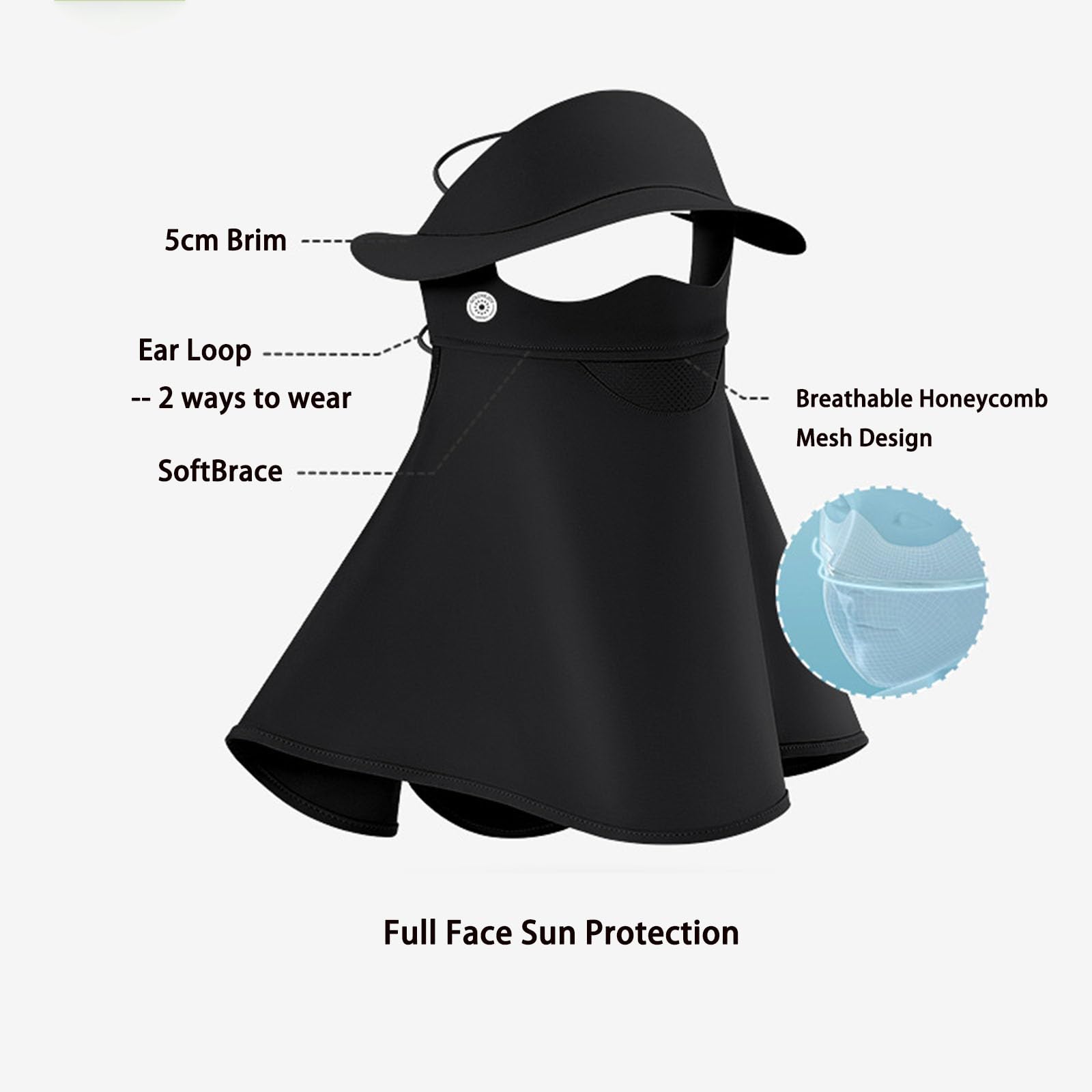 Sun Protection Face Mask & Ice Silk Neck Gaiter - UV Protective Face Cover with Earloop for Outdoor Activities, Hiking, Cycling, and Running