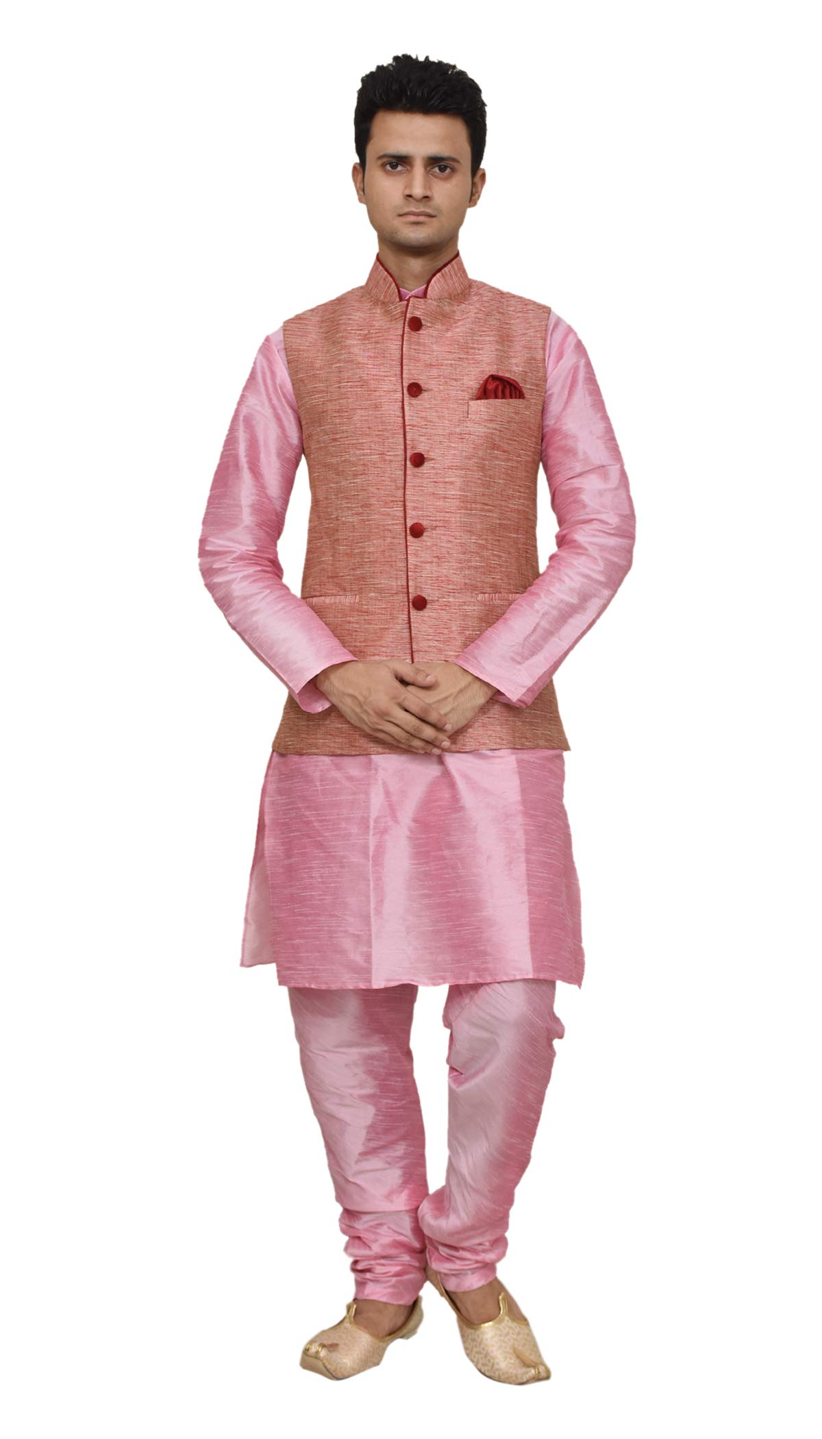 Elegant Indian Ethnic Pink Silk Kurta Churidar Set with Matching Waistcoat for Women | Party & Wedding Outfit | Festive Occasion Wear | Traditional Indian Attire for Special Events