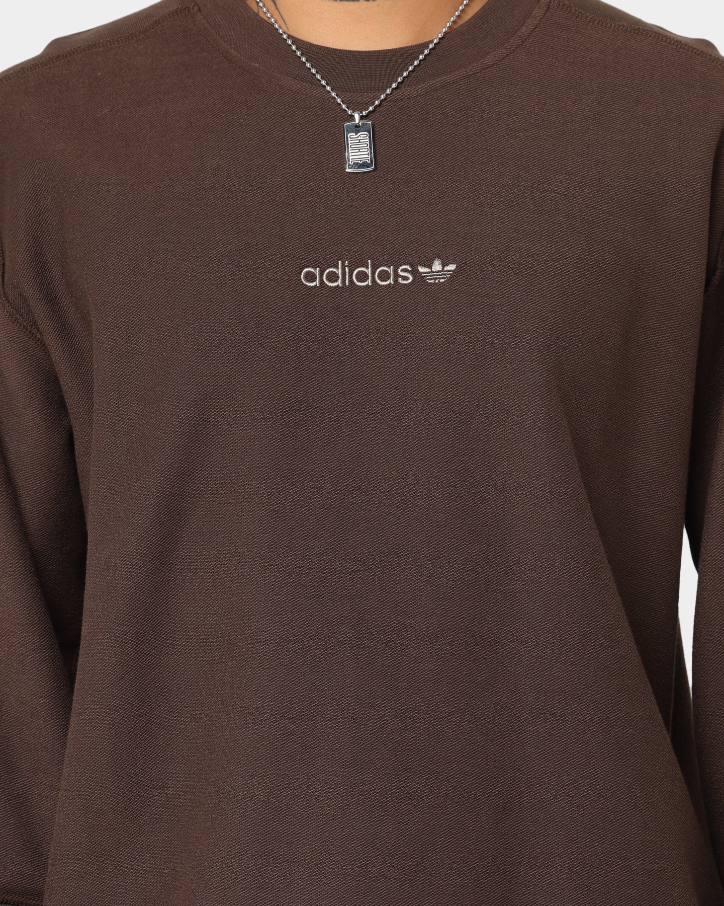Adidas Loopback Crewneck Sweatshirt for Men - Soft Brown Cotton Pullover for Casual Wear & Street Style