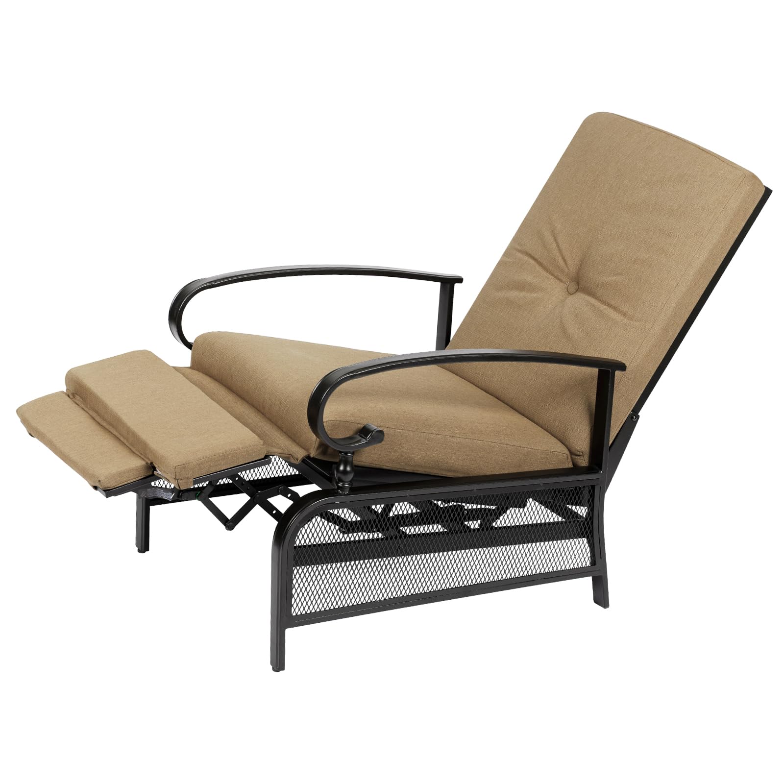 Adjustable Patio Lounge Chair - Outdoor Reclining Chaise with Removable Cushions & Sturdy Metal Frame, Brown - Perfect for Poolside, Backyard Relaxation & Sunbathing
