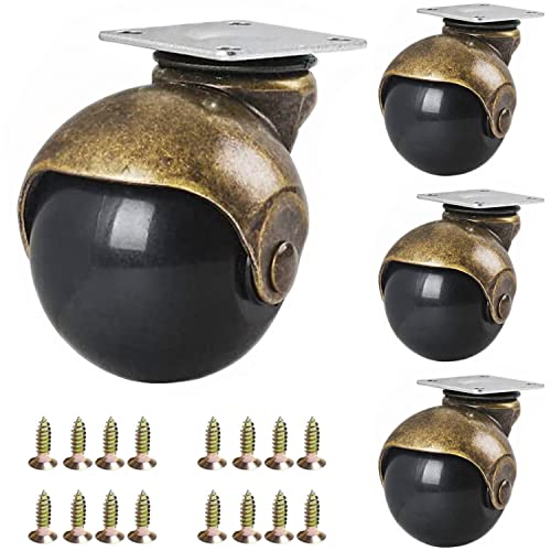 WIEYUNN 2 Inch Ball Caster Wheels - Set of 4 Heavy Duty Vintage Furniture Casters with 16 Screws (360 LB Capacity) for Sofa, Ottoman & Home Furniture - Perfect for Living Room, Office & DIY Projects