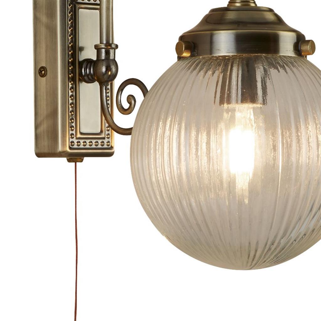 Belvue IP44 Waterproof Bathroom Wall Light - Antique Brass & Clear Chrome Finish with Acid Glass Shade - Perfect for Bathroom, Vanity, and Powder Room Lighting