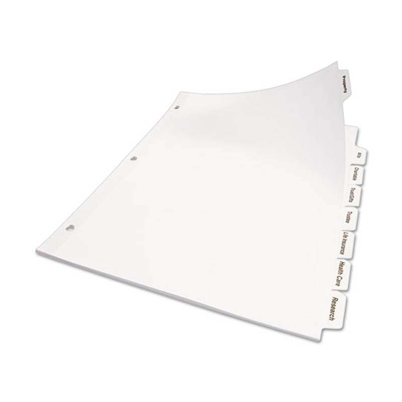 Clear Index Maker Label Punched Dividers - 8 Tab Letter Size White for Office, School, and Home Organization - Perfect for Filing, Binders, and Document Sorting