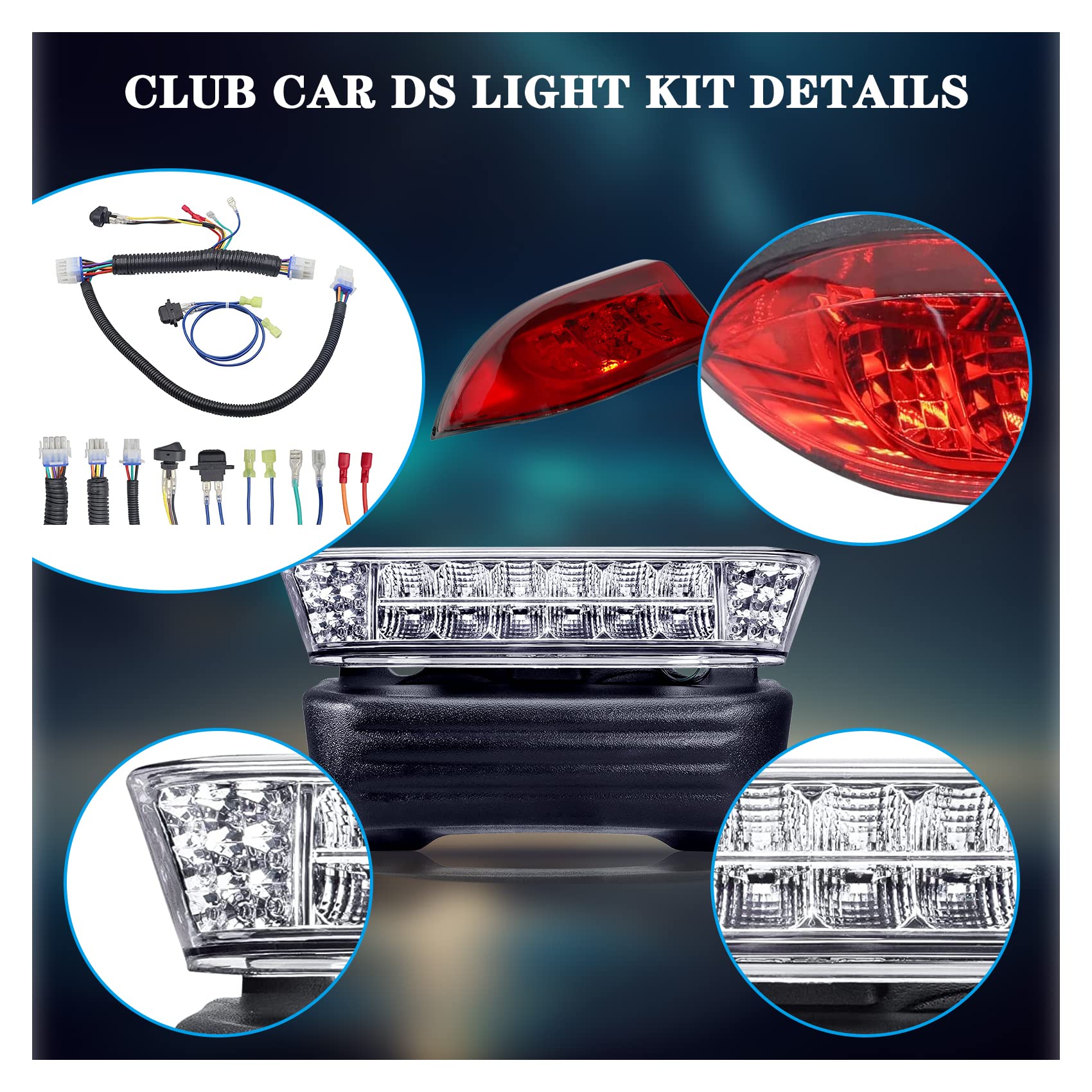**Club Car Precedent 2004-Up Golf Cart LED Light Kit - Bright LED Headlights & Taillights for Night Driving & Safety - Perfect for Golf Courses, Campuses & Neighborhoods**