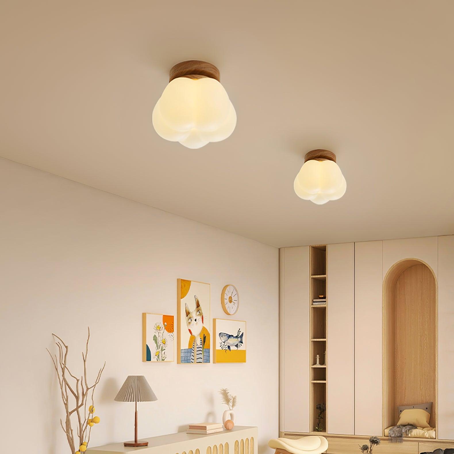 Kapok Flower Mini Ceiling Lamp - Elegant Boho Home Decor, Soft Lighting for Bedroom, Living Room & Nursery | Dimmable LED Hanging Light Fixture