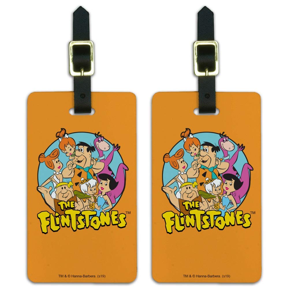 Flintstones Themed Luggage ID Tags - Set of 2 Durable Suitcase Tags for Travel Identification | Perfect for Carry-On Bags, Backpacks, and Checked Luggage