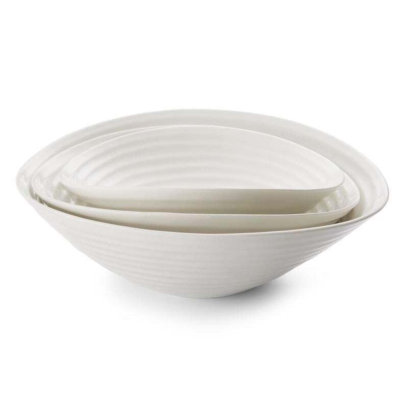 Sophie Conran 3-Piece White Salad Bowl Set - 11 x 33 x 11 cm Porcelain Serving Bowls for Entertaining, Kitchen & Dining Room Decor - Perfect for Salads, Pasta, Fruit & Party Appetizers