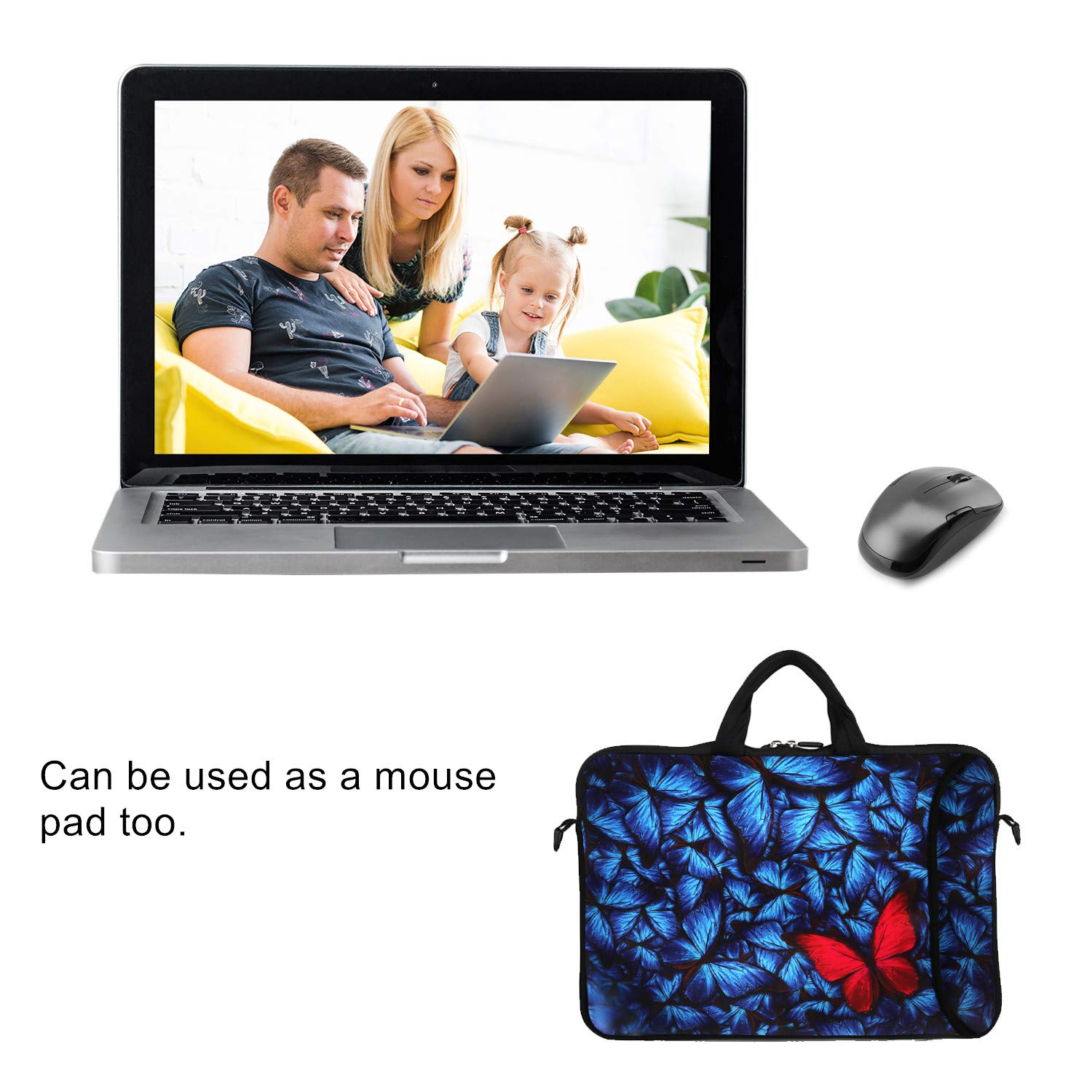 Violet Mist 11-13 Inch Laptop Shoulder Bag - Neoprene Waterproof Protective Sleeve with Handle & Shoulder Strap, Ideal for Work, School, and Travel
