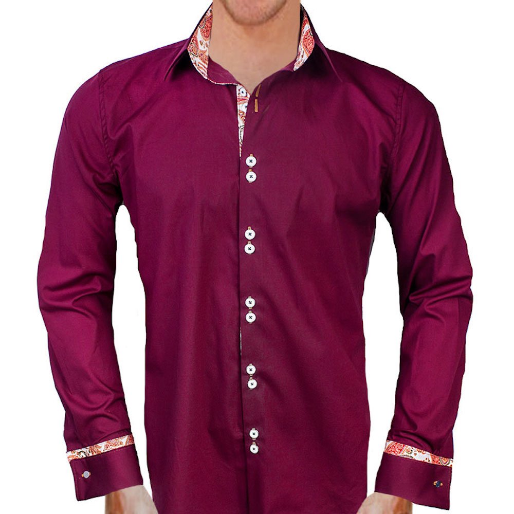 Premium Maroon, Orange & White Designer Dress Shirts for Men | 100% Made in USA | Perfect for Business Meetings, Weddings & Formal Events