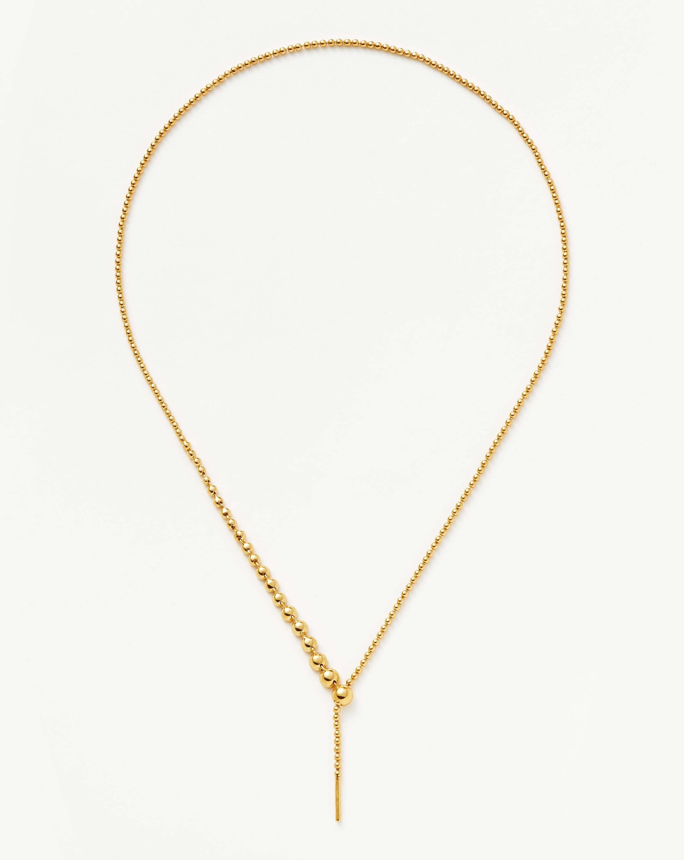 18k Gold Vermeil Beaded Stone Slider Lariat Necklace with Cubic Zirconia - Elegant Layered Jewelry for Women, Perfect for Date Night, Wedding & Special Occasions