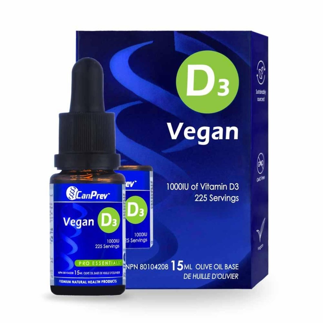 Canprev Vegan D3 Drops 15ml - Plant-Based Vitamin D3 Supplement for Immune Support & Bone Health - Perfect for Daily Use at Home or Travel
