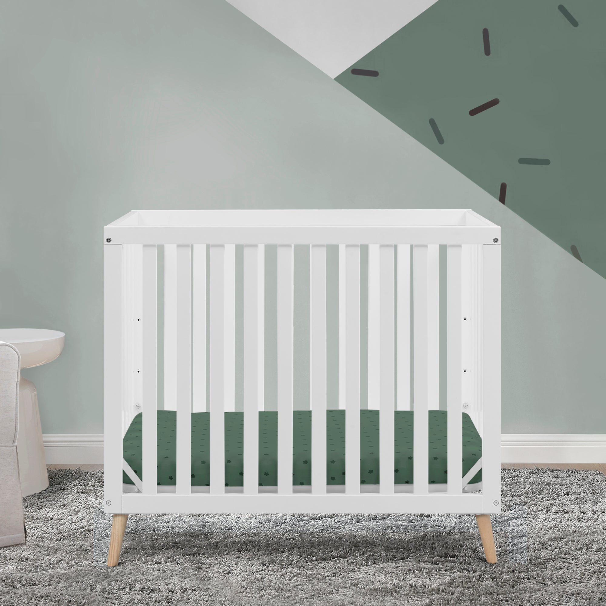 Essex Convertible Mini Baby Crib with 2.75 Inch Mattress - Portable Toddler Bed for Small Spaces, Nursery & Travel - Perfect for Newborns, Infants & Growing Toddlers