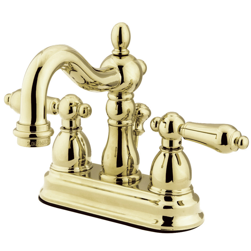 Kingston Brass KB1605AL Heritage 4-Inch Centerset Bathroom Faucet - Polished Brass Finish, Single Handle Water-Saving Design for Sink Vanity, Perfect for Modern and Traditional Bathrooms