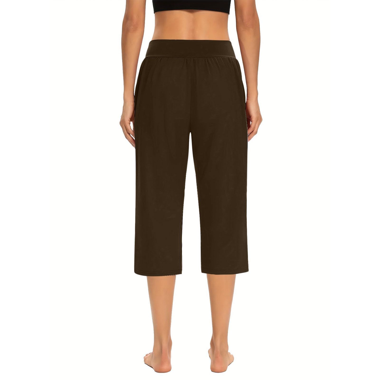 **Women's High Waisted Capri Leggings with Pockets - Summer Casual Workout Yoga Pants for Plus Size - Perfect for Gym, Running & Lounge Wear**