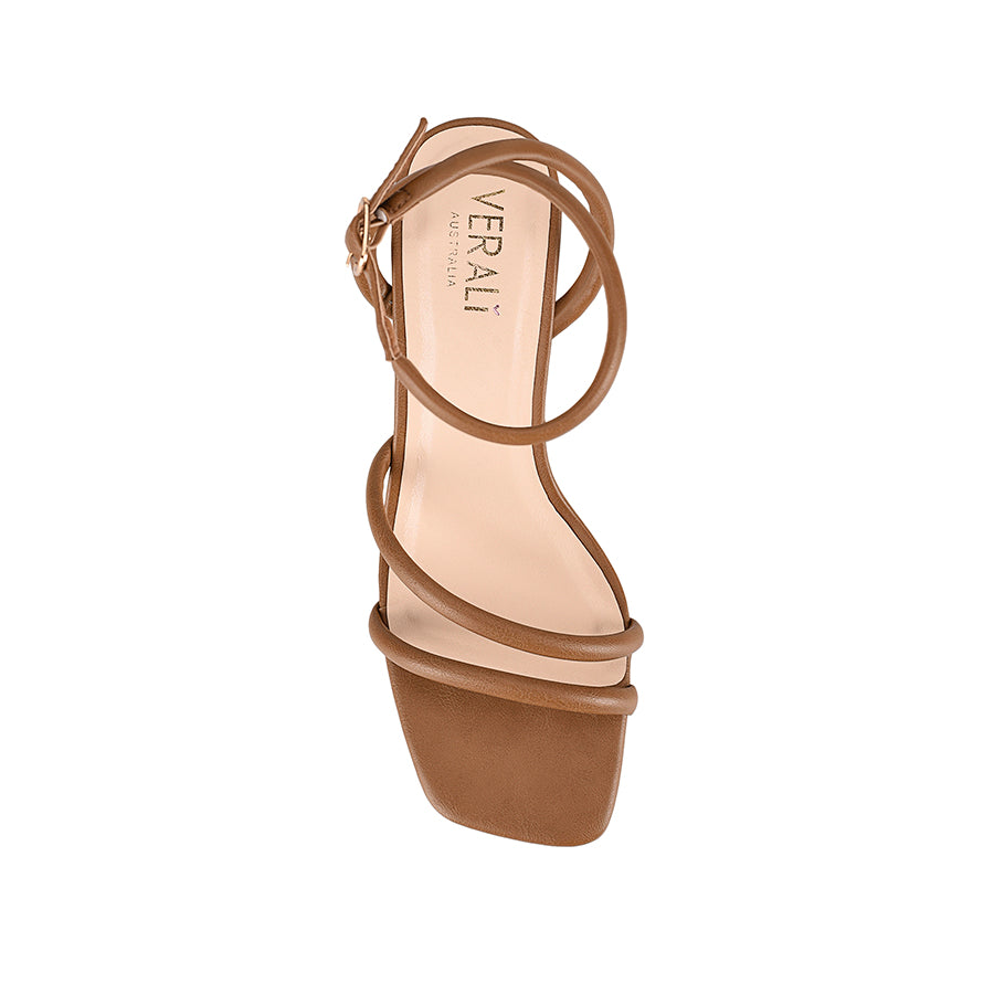 Nadia Women's Block Heel Sandals - Comfortable Tan Leather Summer Shoes for Casual Outings & Beach Vacations