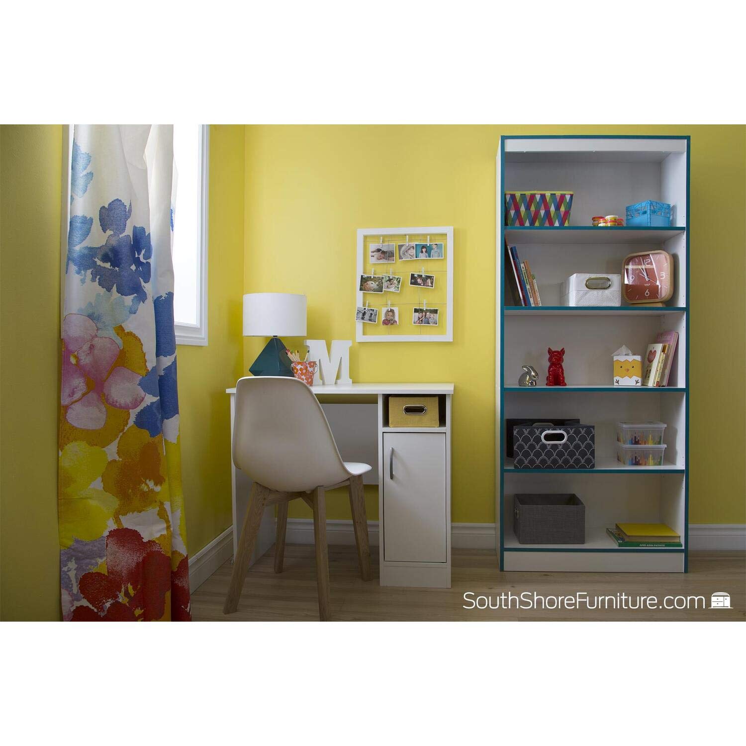 South Shore Axess 5-Shelf Bookcase, Black - Modern Bookshelf for Home Office, Living Room & Bedroom - Sturdy Storage Solution for Books, Decor & Organizing
