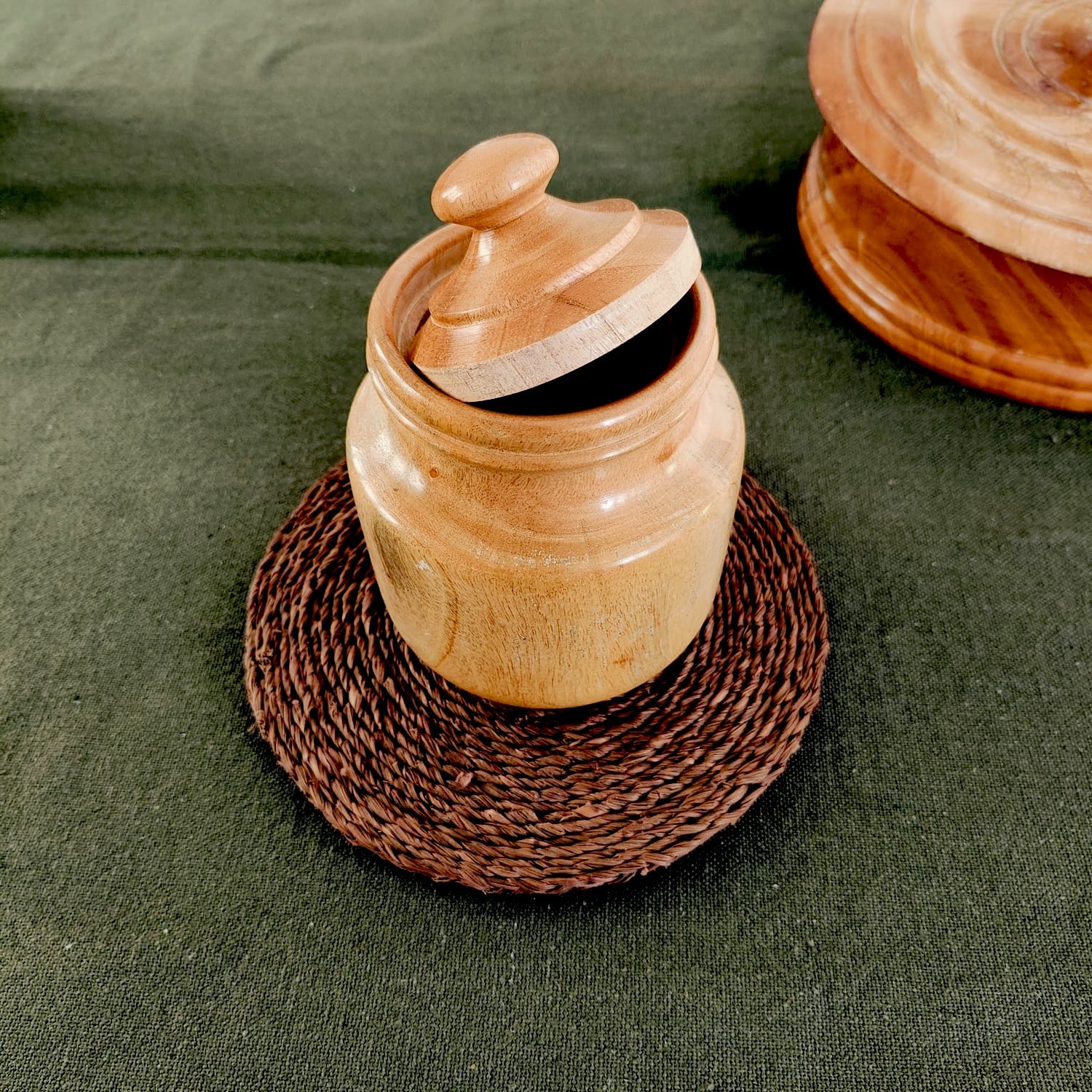 Organic Neem Wood Storage Jar for Kitchen, Spices, Tea & Coffee | Airtight & Eco-Friendly Food Container for Pantry Organization