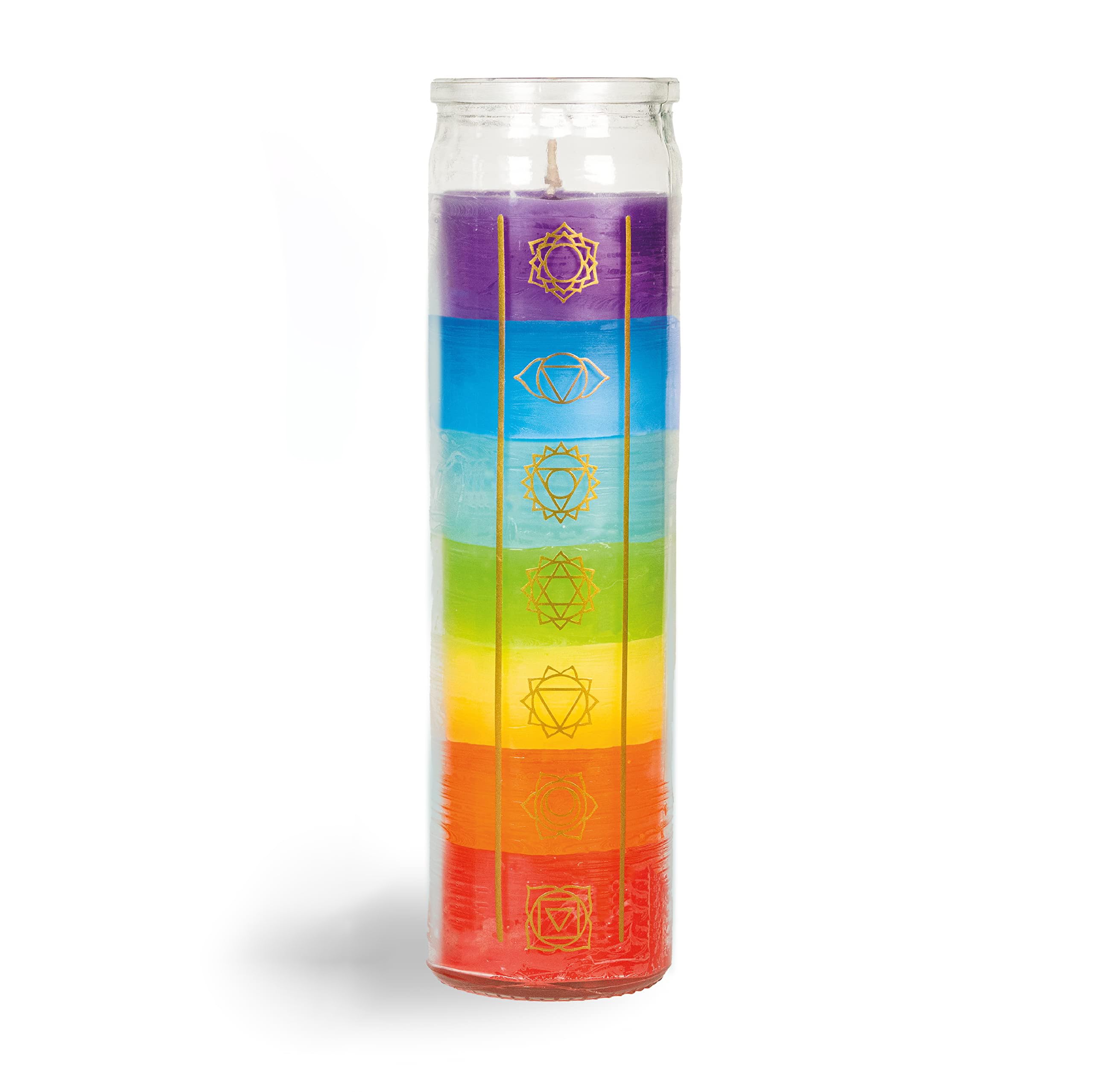 Simply Soson 2x8 Inch 7 Chakra Unscented Meditation Candle in Glass Jar - Chakra Healing Candle for Positive Energy, Yoga, Prayer & Relaxation - Spiritual Home Decor for Altar, Bedroom & Meditation Space