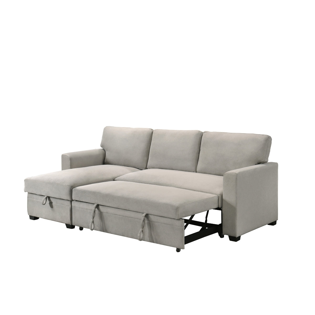 Beige 2-Piece Sectional Sofa with Pull-Out Sleeper & Reversible Storage Chaise - Perfect for Small Spaces, Guest Rooms, and Cozy Living Rooms