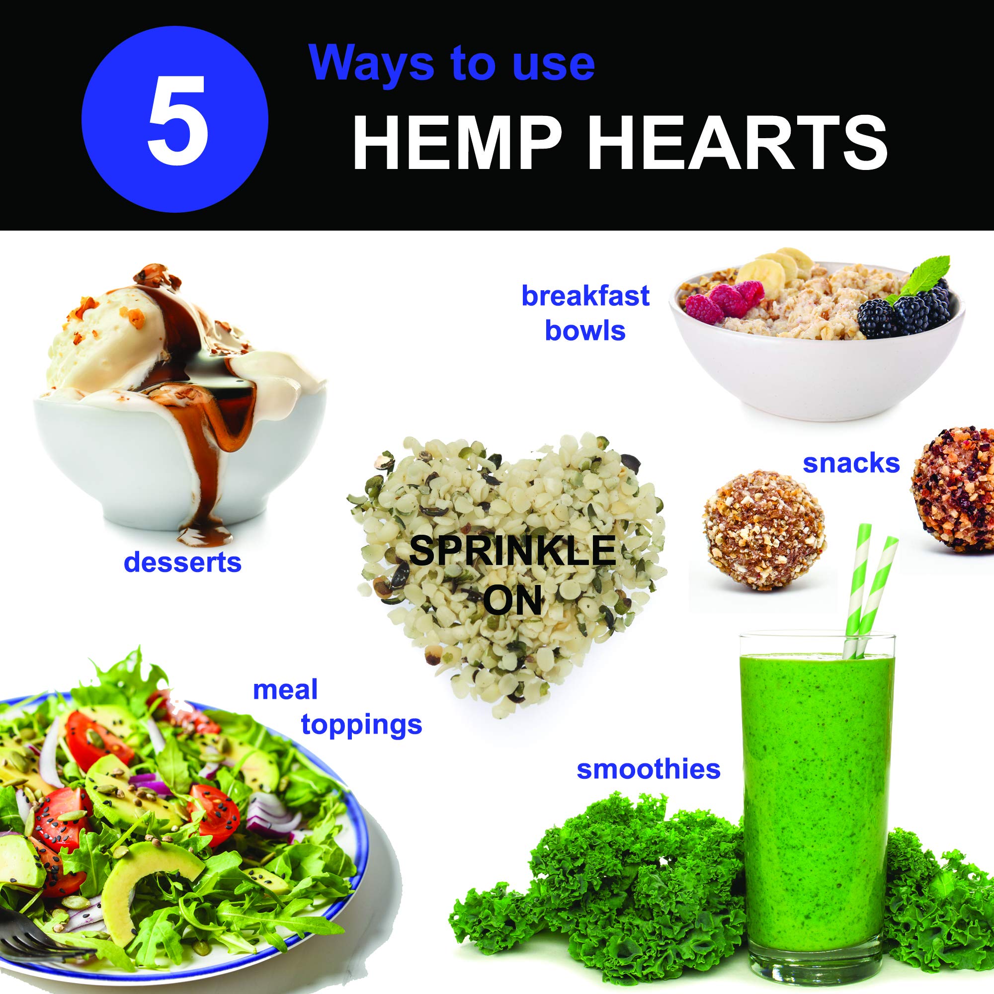 Organic USA Grown Hemp Hearts (Shelled Hemp Seeds) | Raw, Non-GMO, Gluten-Free, Vegan, Keto-Friendly | Perfect for Smoothies, Salads, Yogurt & Baking
