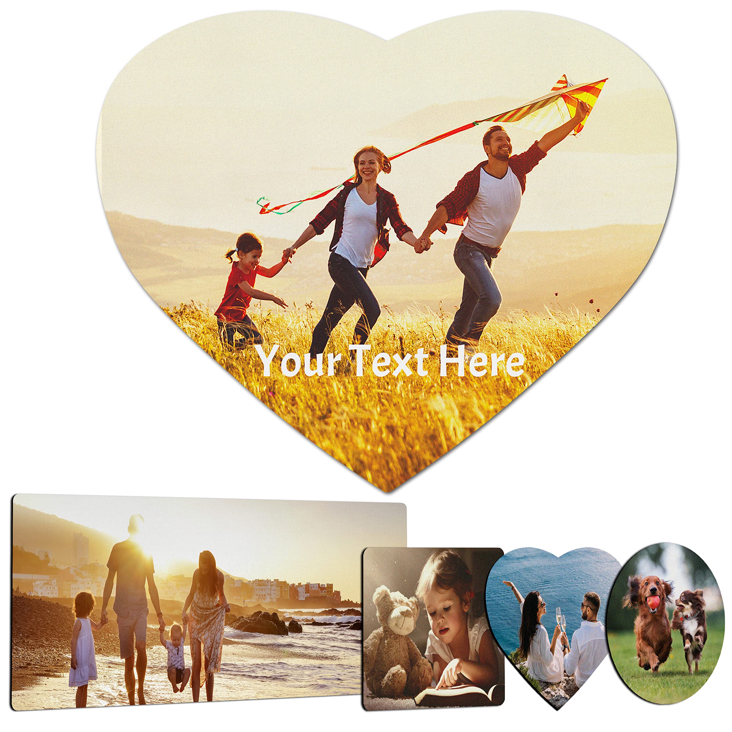 Custom Photo Mouse Pad - Personalized Gaming Mousepad with Picture & Text | 4 Shapes & 20 Fonts | Non-Slip Rubber Base for PC/Laptop | Easy Clean Surface - Heart Design for Office, Gaming & Home Workspace