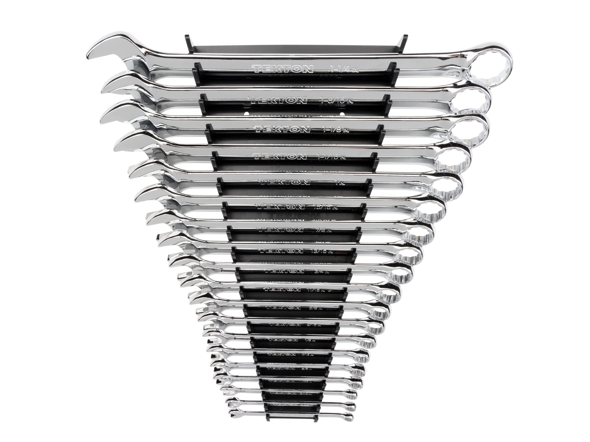 TEKTON 19-Piece Combination Wrench Set with Storage Rack (1/4-1-1/4 Inch) - WCB91102 | Perfect for Automotive Repair, Home Improvement & DIY Projects