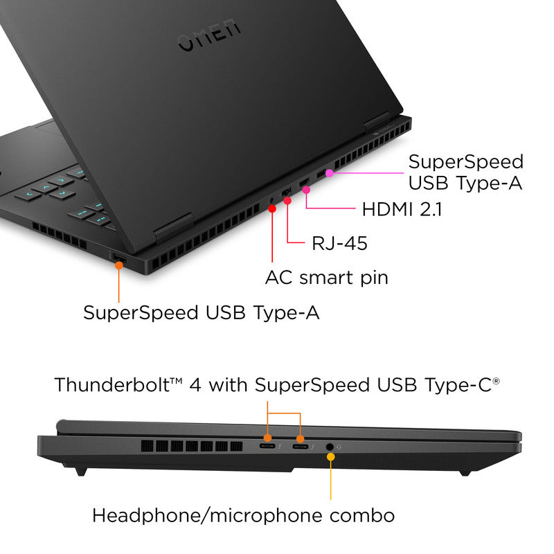 OMEN Transcend 16 Gaming Laptop - Intel Core i7, 32GB RAM, 1TB SSD, NVIDIA GeForce RTX 4070, WQXGA Display, Windows 11 - Shadow Black | High-Performance Gaming & Content Creation Laptop for Professionals & Gamers