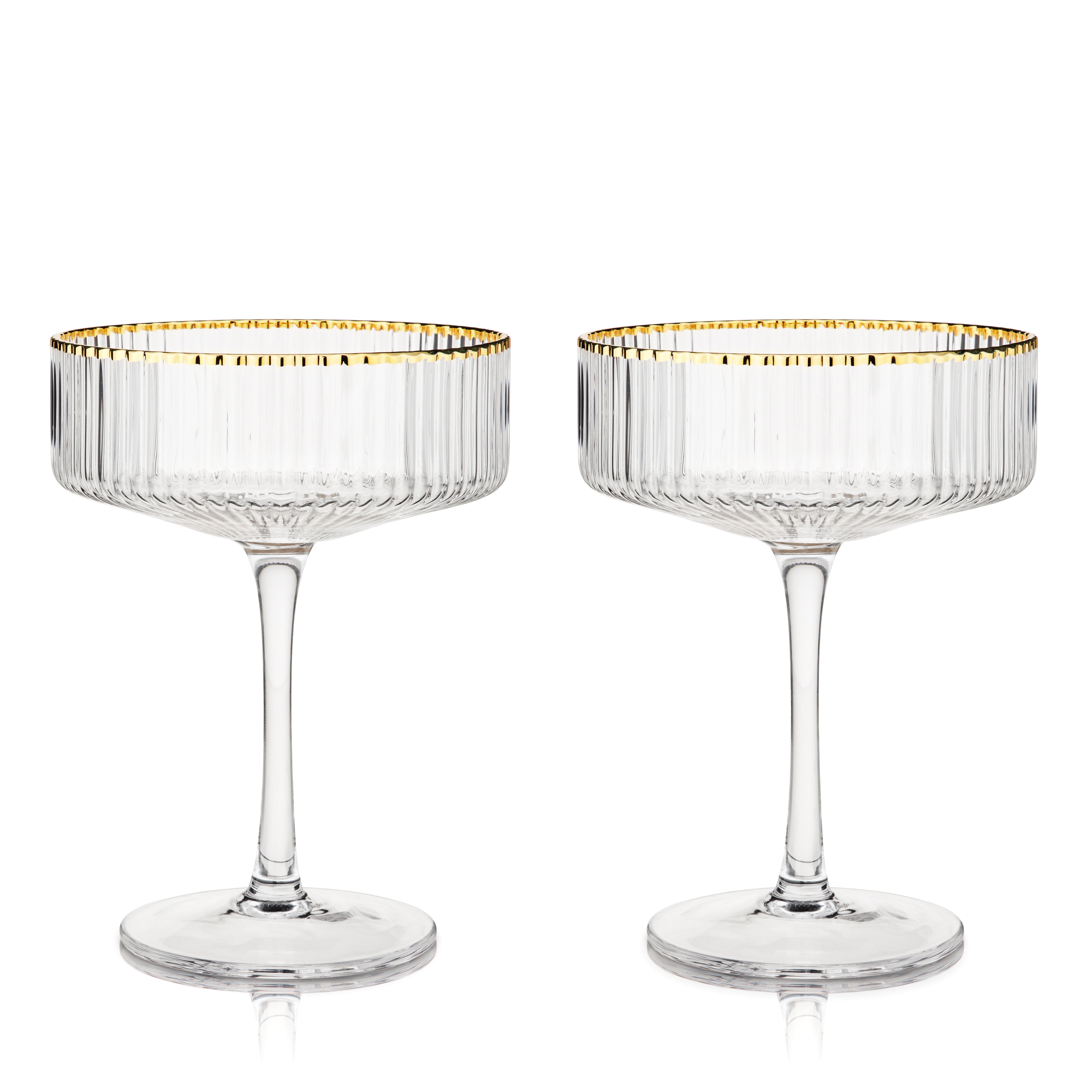 Premium Meridian Crystal Coupe Glasses Set of 2 - Elegant Stemware for Champagne, Cocktails & Wine - Perfect for Weddings, Anniversaries & Dinner Parties