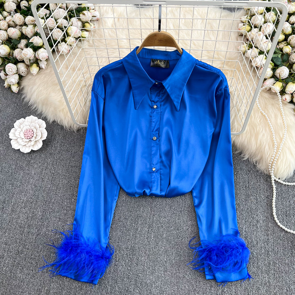 Autumn Women's Satin Single-Breasted Shirt - Elegant Blouse for Layering & Casual Wear | Perfect for Office, Dating & Fall Outfits