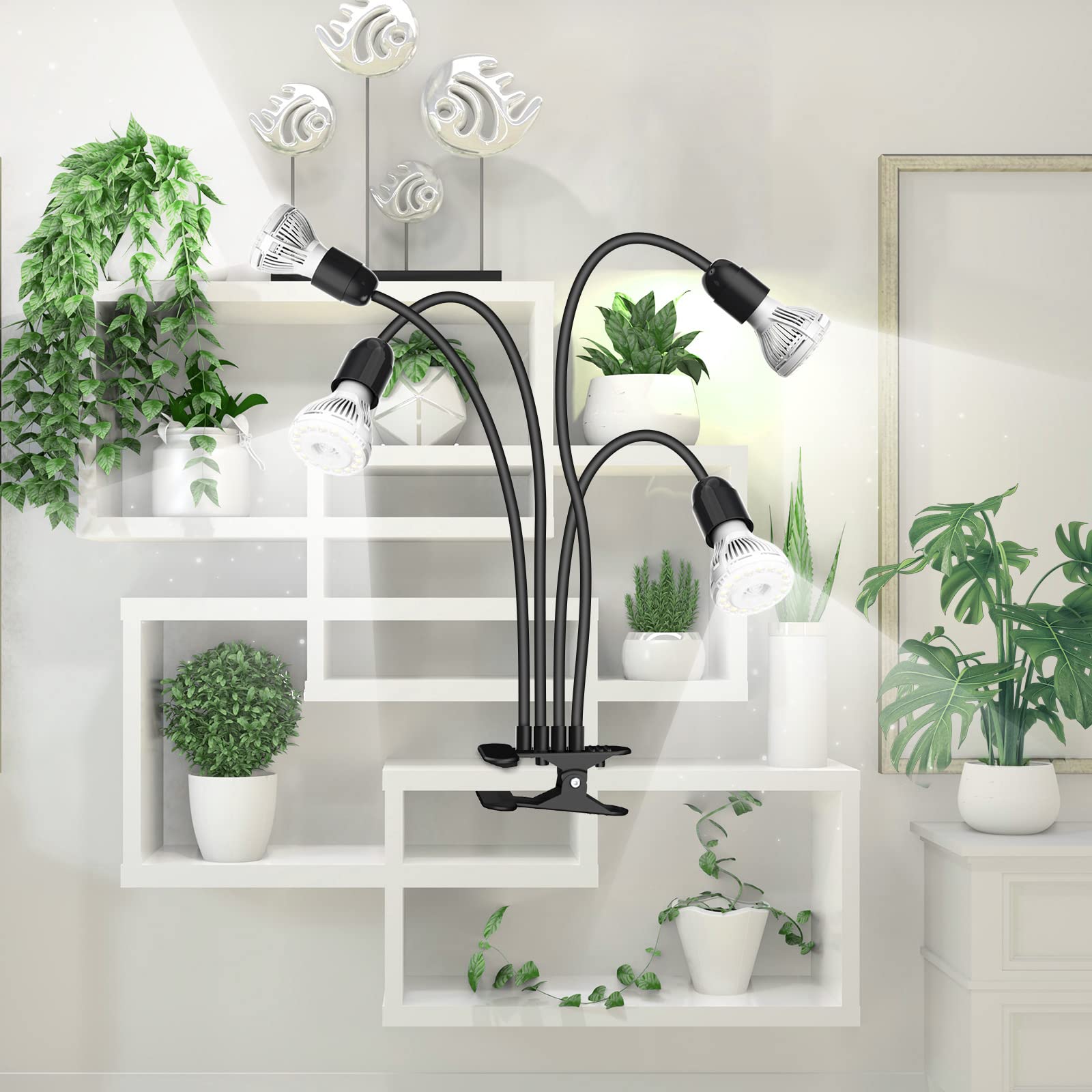 SANSI 600W Full Spectrum LED Grow Light for Indoor Plants, 40W High PPFD Plant Light with Adjustable Gooseneck & Clamp - Perfect for Seedlings, Hydroponics, and Home Gardening - Lifetime Free Bulb Replacement