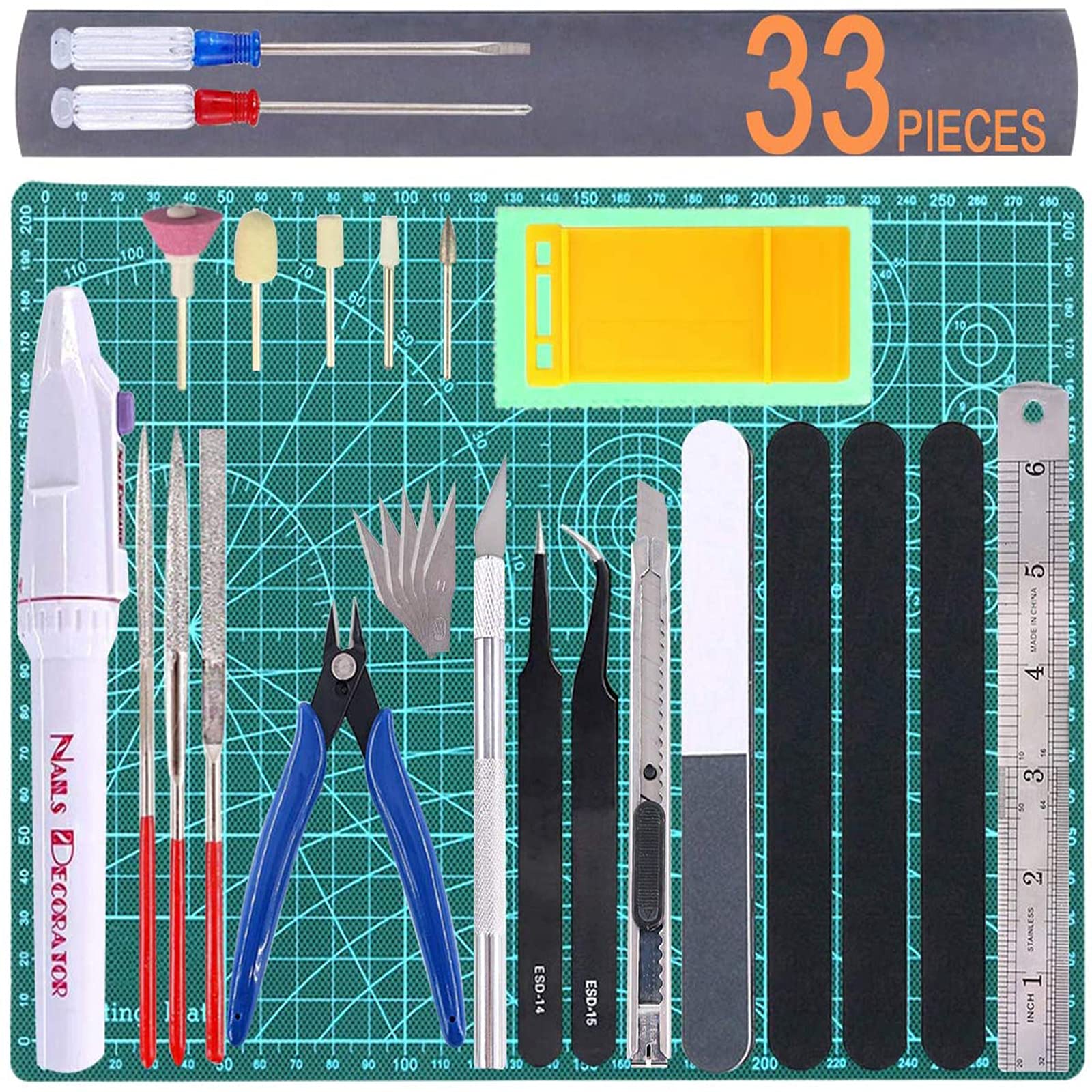 33Pcs Gundam Model Tool Kit - Professional Gunpla Building Tools Set for Bandai Models, Miniature Cars, Airplanes & Ships | Essential Hobby Craft Supplies for Modelers & DIY Enthusiasts | Perfect for Assembly, Detailing & Customizing Scale Models