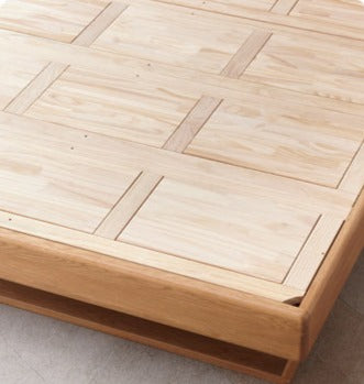 Solid Oak Wood Multi-Function Storage Bed - Queen Size Platform Bed with Underbed Drawers for Small Space Bedroom, Guest Room & Studio Apartments