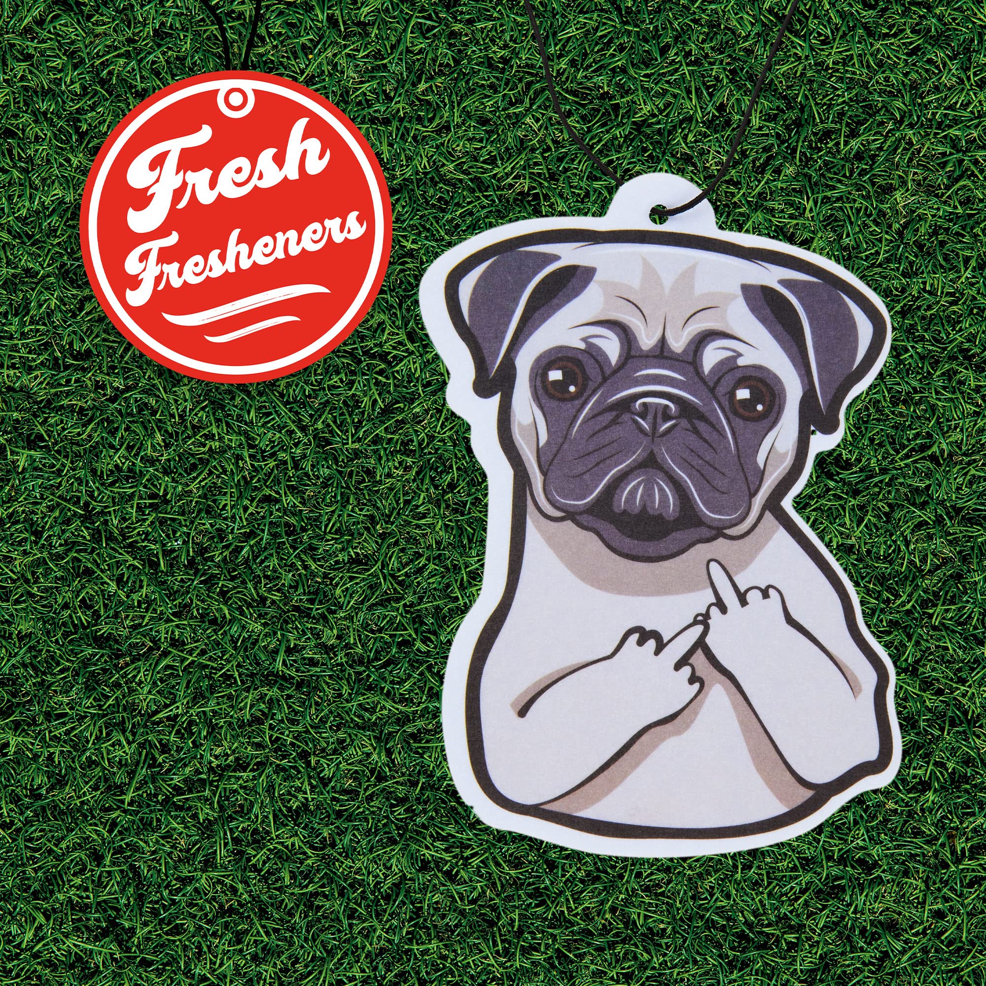 Pug Scented Dog Car Air Freshener with Essential Oils - 3 Pack | Natural Odor Eliminator for Cars, Home & Office | Fresh Fresheners Brand