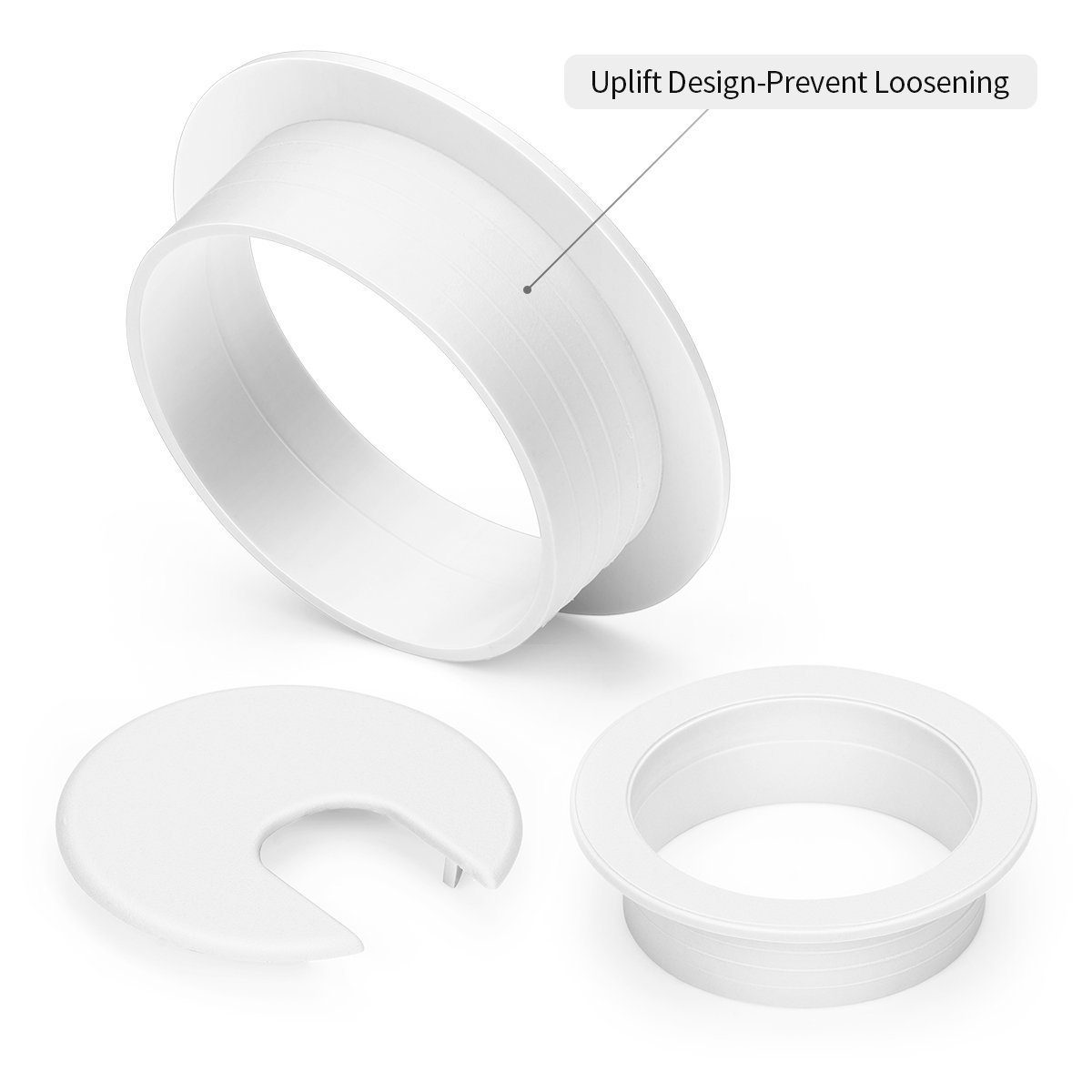 10 Pack 2 Inch White Plastic Desk Grommet for Cable Management - Wire Organizer for Office, Home & School Desks - Protects Wires from Damage