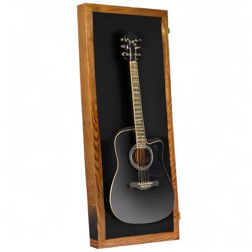 Premium Acoustic Guitar Display Case - Clear Acrylic Wall Mount Guitar Case with Hardwood Frame (Natural Oak) | Perfect for Home Decor, Music Studio Display & Instrument Protection